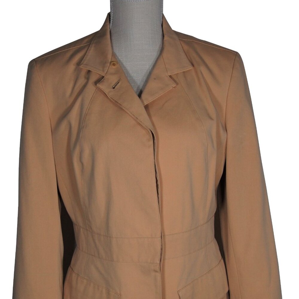 Donna Karan Signature Beige Cotton Single Breasted Hidden Button Jacket